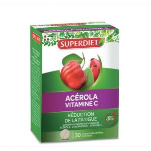 Super Diet Acerola Vitamine C 500. Boîte 30 Comprimés Sécables