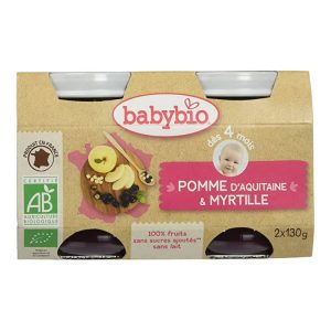 Babybio Petits Pots Pomme/Myrtille Bio 2X130G
